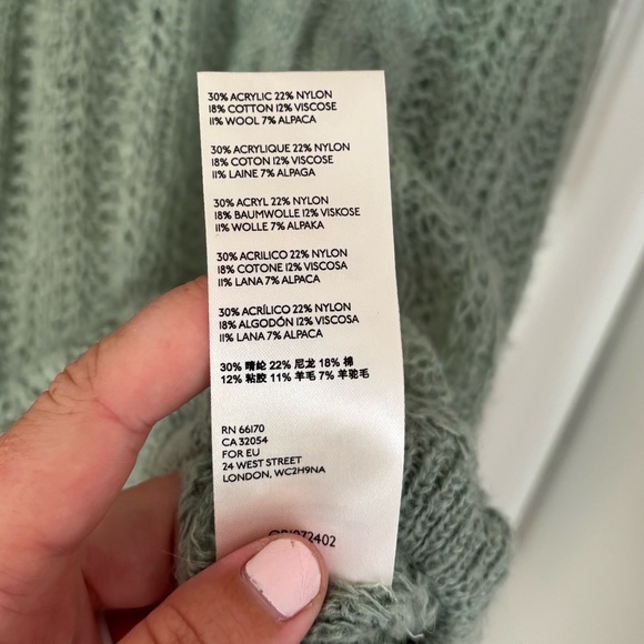 FREE PEOPLE Angel Soft Lightweight Mint Green Knit Pullover Wool Blend Sweater M - Picture 9 of 10